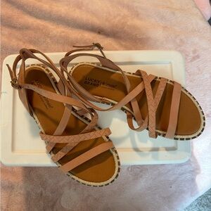 Lucky Brand Blush Tan Strappy Wrap Sandals size 5